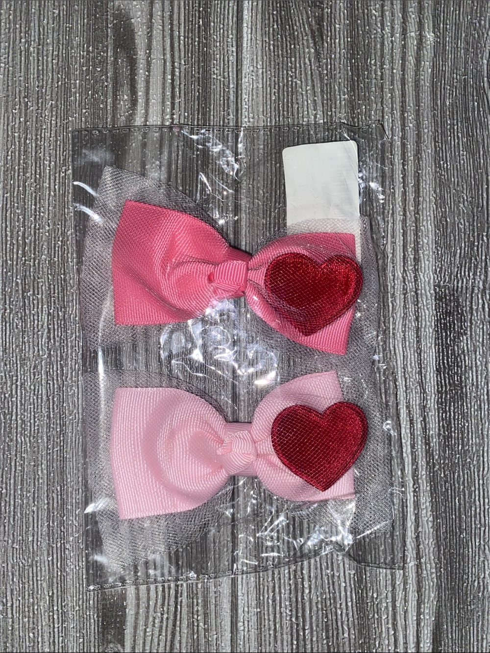 Pink Heart Bow Hair Clips for Kids